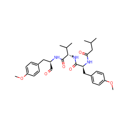 COc1ccc(C[C@H](NC(=O)CC(C)C)C(=O)N[C@H](C(=O)N[C@@H](C=O)Cc2ccc(OC)cc2)C(C)C)cc1 ZINC000014191170