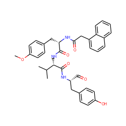 COc1ccc(C[C@H](NC(=O)Cc2cccc3ccccc23)C(=O)N[C@H](C(=O)N[C@H](C=O)Cc2ccc(O)cc2)C(C)C)cc1 ZINC000014191179