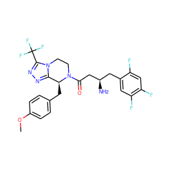 COc1ccc(C[C@H]2c3nnc(C(F)(F)F)n3CCN2C(=O)C[C@H](N)Cc2cc(F)c(F)cc2F)cc1 ZINC000028967916