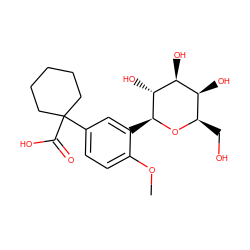 COc1ccc(C2(C(=O)O)CCCCC2)cc1[C@@H]1O[C@H](CO)[C@H](O)[C@H](O)[C@H]1O ZINC000004394289