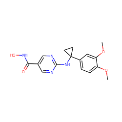 COc1ccc(C2(Nc3ncc(C(=O)NO)cn3)CC2)cc1OC ZINC000166668264