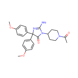 COc1ccc(C2(c3ccc(OC)cc3)N=C(N)N(C3CCN(C(C)=O)CC3)C2=O)cc1 ZINC000218673328