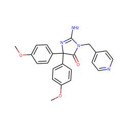 COc1ccc(C2(c3ccc(OC)cc3)N=C(N)N(Cc3ccncc3)C2=O)cc1 ZINC000218843718