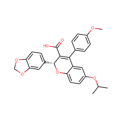 COc1ccc(C2=C(C(=O)O)[C@@H](c3ccc4c(c3)OCO4)Oc3ccc(OC(C)C)cc32)cc1 ZINC000002002801