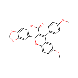 COc1ccc(C2=C(C(=O)O)[C@@H](c3ccc4c(c3)OCO4)Oc3ccc(OC)cc32)cc1 ZINC000013473375