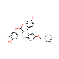 COc1ccc(C2=C(C(=O)O)[C@@H](c3ccc4c(c3)OCO4)Oc3ccc(OCc4ccccc4)cc32)cc1 ZINC000013473383