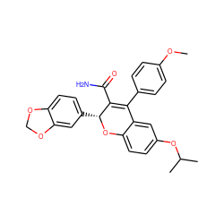 COc1ccc(C2=C(C(N)=O)[C@@H](c3ccc4c(c3)OCO4)Oc3ccc(OC(C)C)cc32)cc1 ZINC000013473501