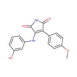 COc1ccc(C2=C(Nc3cccc(O)c3)C(=O)NC2=O)cc1 ZINC000014945997