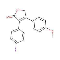 COc1ccc(C2=C(c3ccc(I)cc3)C(=O)OC2)cc1 ZINC000299825070