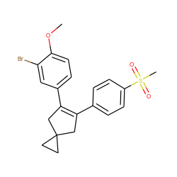 COc1ccc(C2=C(c3ccc(S(C)(=O)=O)cc3)CC3(CC3)C2)cc1Br ZINC000013745534