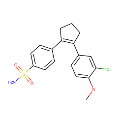 COc1ccc(C2=C(c3ccc(S(N)(=O)=O)cc3)CCC2)cc1Cl ZINC000013744280