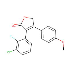 COc1ccc(C2=C(c3cccc(Cl)c3F)C(=O)OC2)cc1 ZINC000299818598