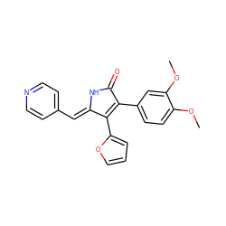 COc1ccc(C2=C(c3ccco3)/C(=C/c3ccncc3)NC2=O)cc1OC ZINC000045354296