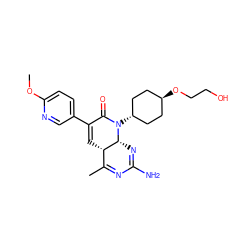 COc1ccc(C2=C[C@H]3C(C)=NC(N)=N[C@H]3N([C@H]3CC[C@H](OCCO)CC3)C2=O)cn1 ZINC000299849986