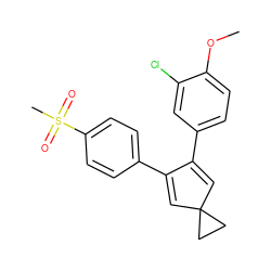 COc1ccc(C2=CC3(C=C2c2ccc(S(C)(=O)=O)cc2)CC3)cc1Cl ZINC000003814731