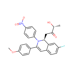 COc1ccc(C2=Cc3ccc(F)cc3[C@H](CC(=O)[C@@H](C)O)N2c2ccc([N+](=O)[O-])cc2)cc1 ZINC000653801324