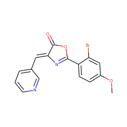 COc1ccc(C2=N/C(=C\c3cccnc3)C(=O)O2)c(Br)c1 ZINC000004590381