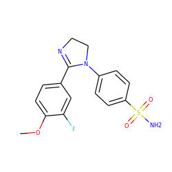 COc1ccc(C2=NCCN2c2ccc(S(N)(=O)=O)cc2)cc1F ZINC000299829926