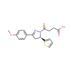 COc1ccc(C2=NN(C(=O)CCC(=O)O)[C@@H](c3cccs3)C2)cc1 ZINC000000869007