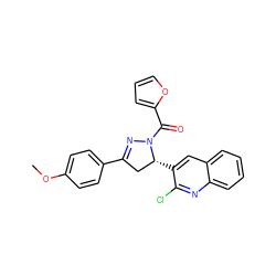 COc1ccc(C2=NN(C(=O)c3ccco3)[C@H](c3cc4ccccc4nc3Cl)C2)cc1 ZINC000009374858