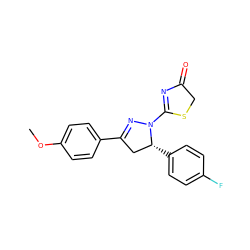 COc1ccc(C2=NN(C3=NC(=O)CS3)[C@H](c3ccc(F)cc3)C2)cc1 ZINC000073295091