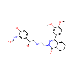 COc1ccc(C2=NN(CCNC[C@H](O)c3ccc(O)c(NC=O)c3)C(=O)[C@H]3CCCC[C@H]23)cc1OC ZINC000073278076