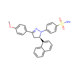 COc1ccc(C2=NN(c3ccc(S(N)(=O)=O)cc3)[C@@H](c3cccc4ccccc34)C2)cc1 ZINC000473112828