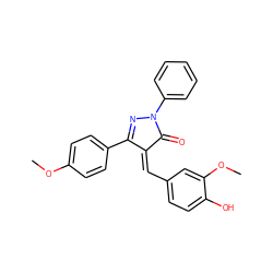 COc1ccc(C2=NN(c3ccccc3)C(=O)/C2=C\c2ccc(O)c(OC)c2)cc1 ZINC000013483744