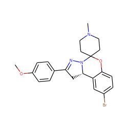 COc1ccc(C2=NN3[C@@H](C2)c2cc(Br)ccc2OC32CCN(C)CC2)cc1 ZINC000008717684