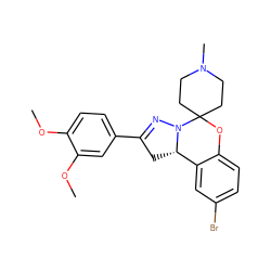 COc1ccc(C2=NN3[C@@H](C2)c2cc(Br)ccc2OC32CCN(C)CC2)cc1OC ZINC000013778246