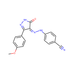 COc1ccc(C2=NNC(=O)/C2=N\Nc2ccc(C#N)cc2)cc1 ZINC000049032788