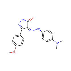 COc1ccc(C2=NNC(=O)/C2=N\Nc2ccc(N(C)C)cc2)cc1 ZINC000049032790