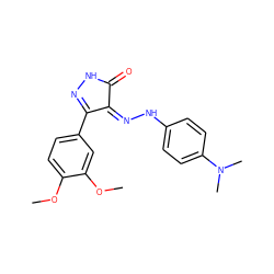 COc1ccc(C2=NNC(=O)/C2=N\Nc2ccc(N(C)C)cc2)cc1OC ZINC000049113437