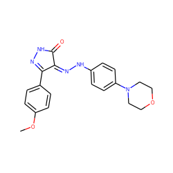 COc1ccc(C2=NNC(=O)/C2=N\Nc2ccc(N3CCOCC3)cc2)cc1 ZINC000049109639