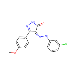 COc1ccc(C2=NNC(=O)/C2=N\Nc2cccc(Cl)c2)cc1 ZINC000049525577