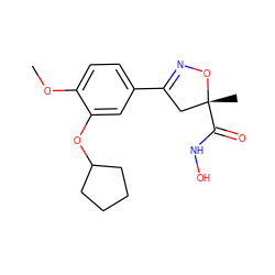 COc1ccc(C2=NO[C@](C)(C(=O)NO)C2)cc1OC1CCCC1 ZINC000000020039