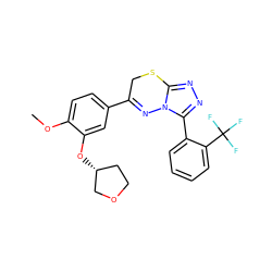 COc1ccc(C2=Nn3c(nnc3-c3ccccc3C(F)(F)F)SC2)cc1O[C@@H]1CCOC1 ZINC000043065439