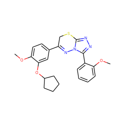 COc1ccc(C2=Nn3c(nnc3-c3ccccc3OC)SC2)cc1OC1CCCC1 ZINC000043123587