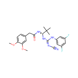 COc1ccc(CC(=O)N[C@@H](N/C(=N/C#N)Nc2cc(F)cc(F)c2)C(C)(C)C)cc1OC ZINC000040949613