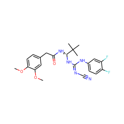 COc1ccc(CC(=O)N[C@@H](N/C(=N/C#N)Nc2ccc(F)c(F)c2)C(C)(C)C)cc1OC ZINC000040834415