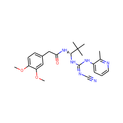 COc1ccc(CC(=O)N[C@@H](N/C(=N/C#N)Nc2cccnc2C)C(C)(C)C)cc1OC ZINC000040952103