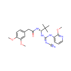 COc1ccc(CC(=O)N[C@@H](N/C(=N/C#N)Nc2cccnc2OC)C(C)(C)C)cc1OC ZINC000040949384