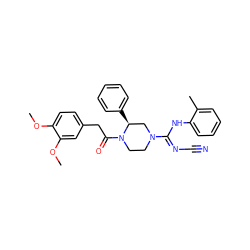 COc1ccc(CC(=O)N2CCN(/C(=N/C#N)Nc3ccccc3C)C[C@@H]2c2ccccc2)cc1OC ZINC000029128430