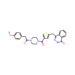 COc1ccc(CC(=O)N2CCN(C(=O)c3csc(Cc4n[nH]c(=O)c5ccccc45)c3)CC2)cc1 ZINC000299835483