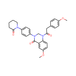 COc1ccc(CC(=O)N2CN(c3ccc(N4CCCCC4=O)cc3)C(=O)c3cc(OC)ccc32)cc1 ZINC001772640647