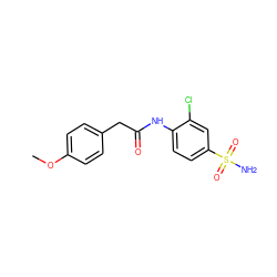 COc1ccc(CC(=O)Nc2ccc(S(N)(=O)=O)cc2Cl)cc1 ZINC000096928855