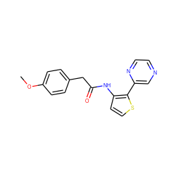 COc1ccc(CC(=O)Nc2ccsc2-c2cnccn2)cc1 ZINC000064560182