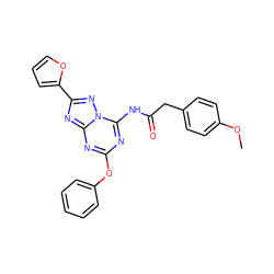 COc1ccc(CC(=O)Nc2nc(Oc3ccccc3)nc3nc(-c4ccco4)nn23)cc1 ZINC000049066683