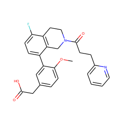 COc1ccc(CC(=O)O)cc1-c1ccc(F)c2c1CN(C(=O)CCc1ccccn1)CC2 ZINC000144330035