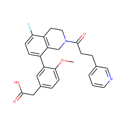 COc1ccc(CC(=O)O)cc1-c1ccc(F)c2c1CN(C(=O)CCc1cccnc1)CC2 ZINC000144040386